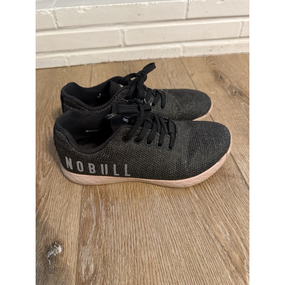 NOBULL Black Gum Trainer Sneakers Pink Sole Crossfit Women's 7 Men's 5.5 Shoes